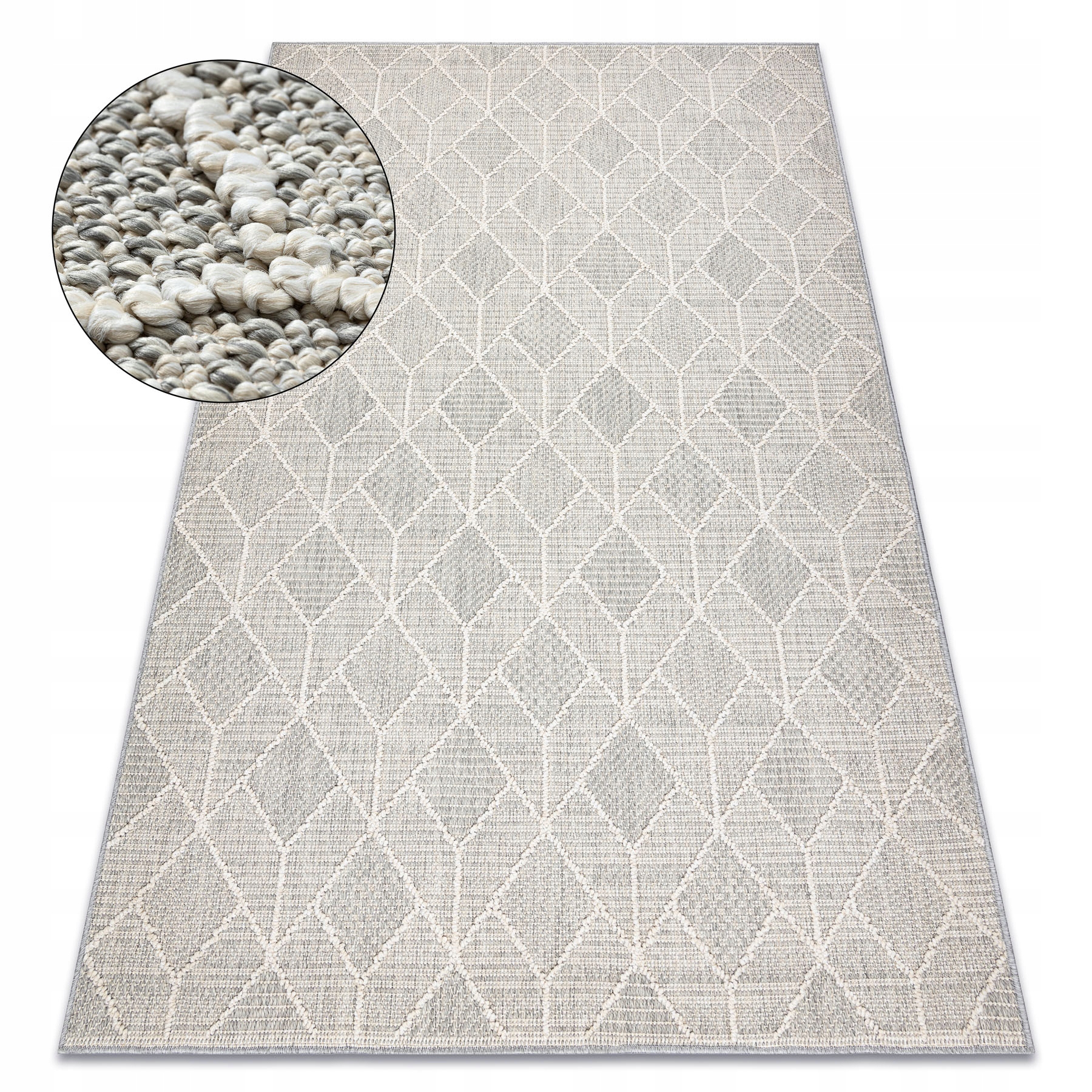 Koberec Plochý Tkaný Jersey Geometrický šedý sisal outdoor 240 x 330 cm