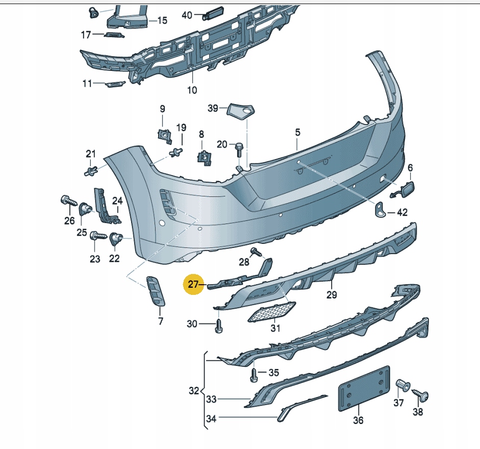 AUDI TT III 8S 2015 - bumper bracket right rear part 8S0807364D