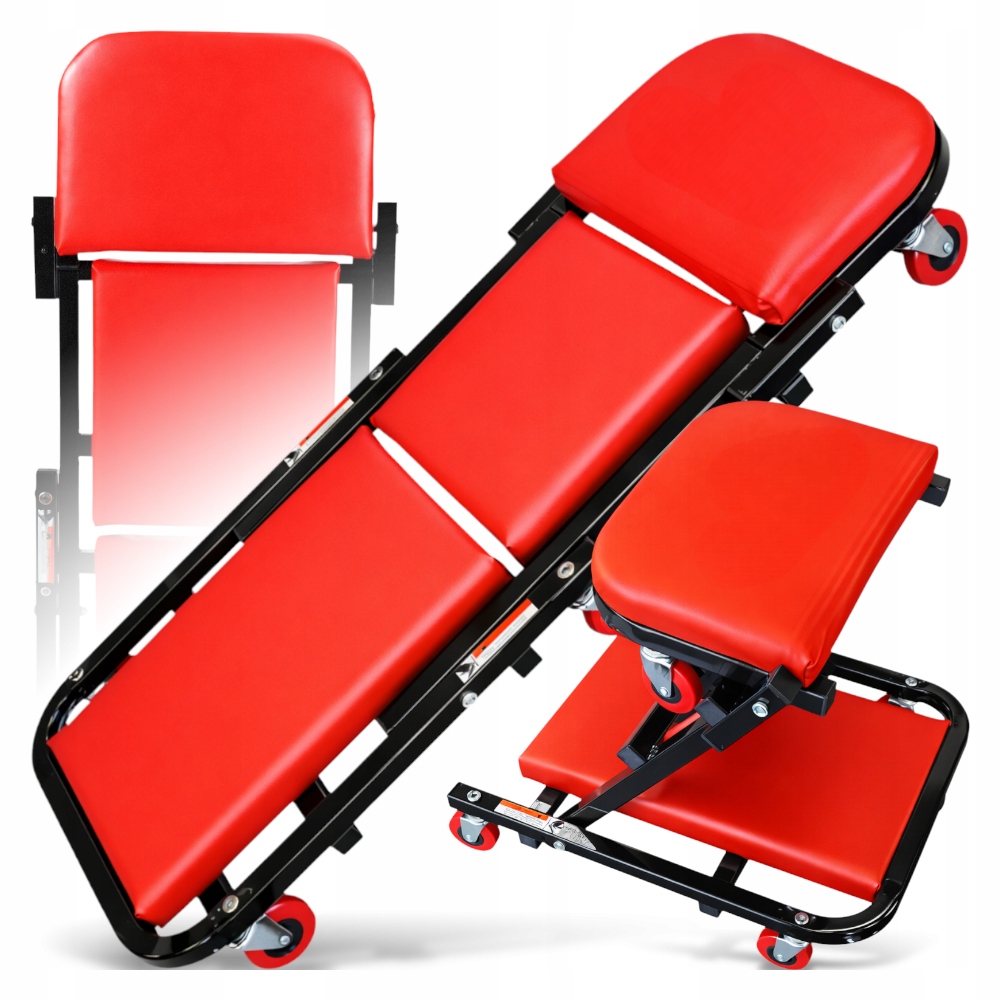 Dílenské lehátko 2v1 vozík křeslo mechanika 135 kg skládací na kolečkách