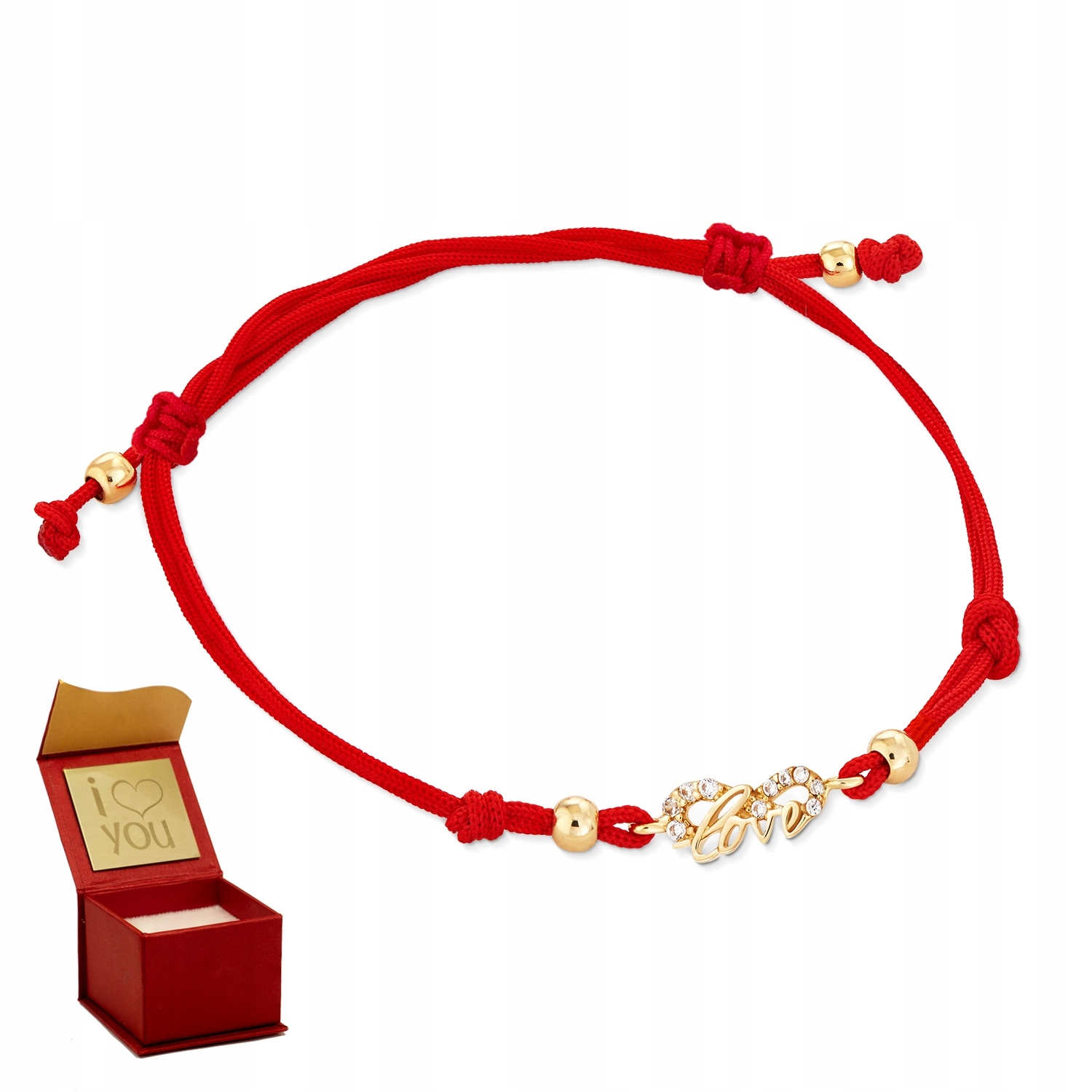 

Złota bransoletka sznurkowa na dłoń Nieskończoność