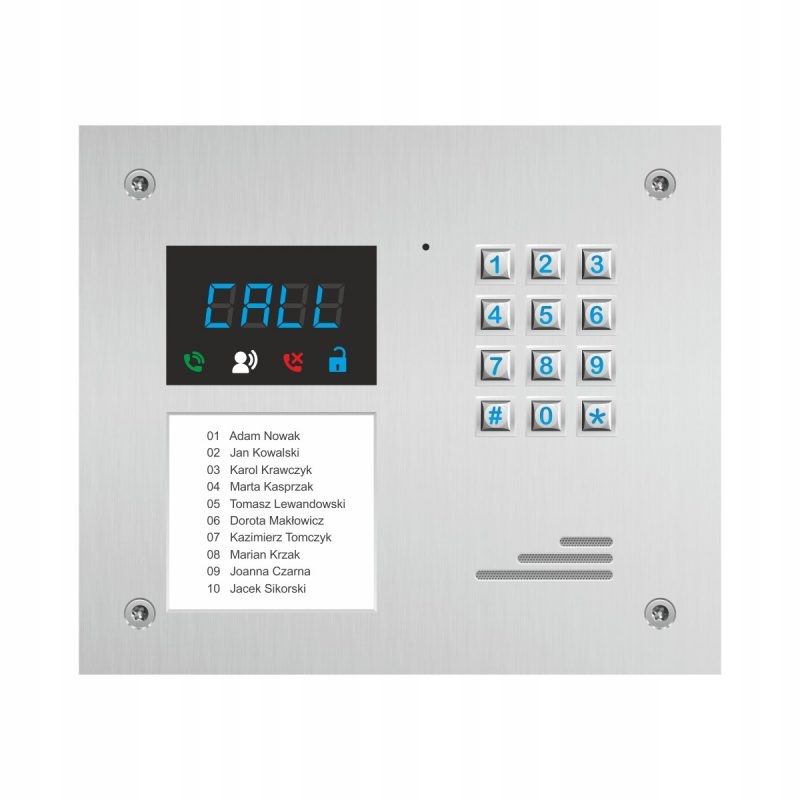 domofon elprod z listą lokatorów 2żyły czytn Rfid obudowa podtynkowa