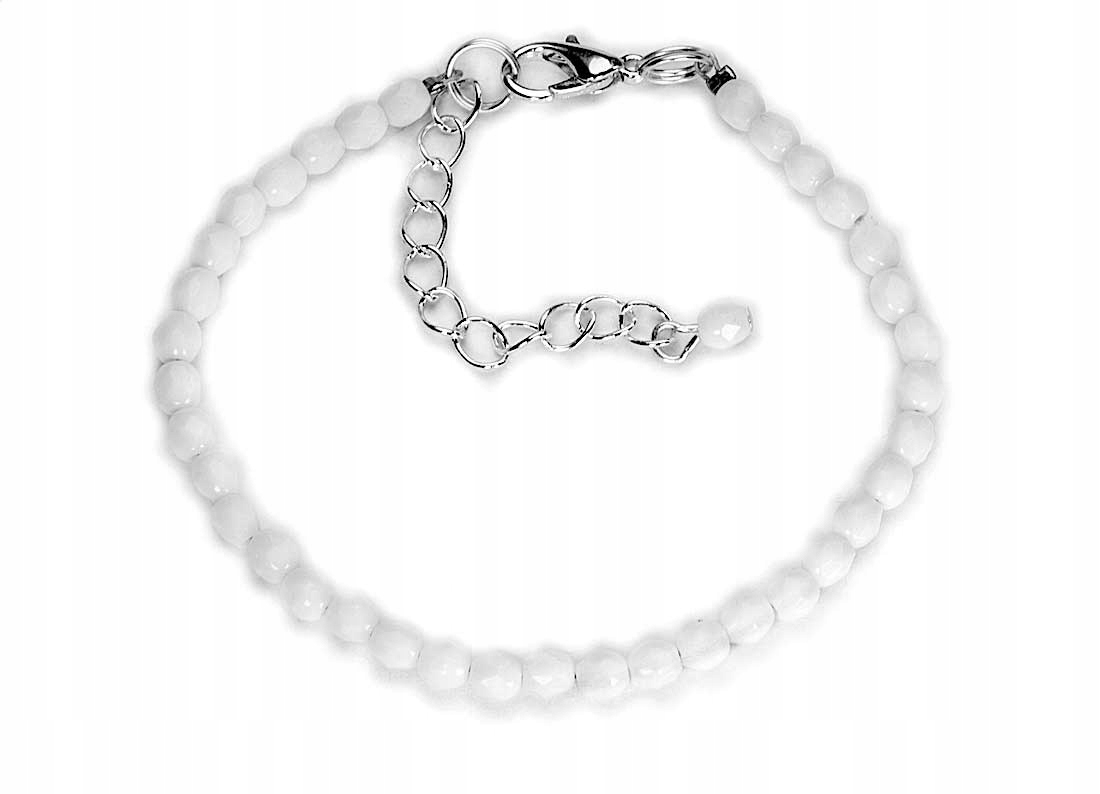

Drobna Bransoletka Biała 4mm Szlifowana Kiara