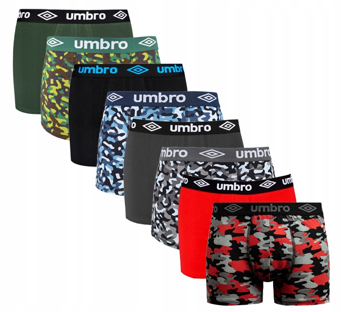 UMBRO BOKSERKI MĘSKIE MAJTKI 8 SZTUK MIX KOLORÓW L