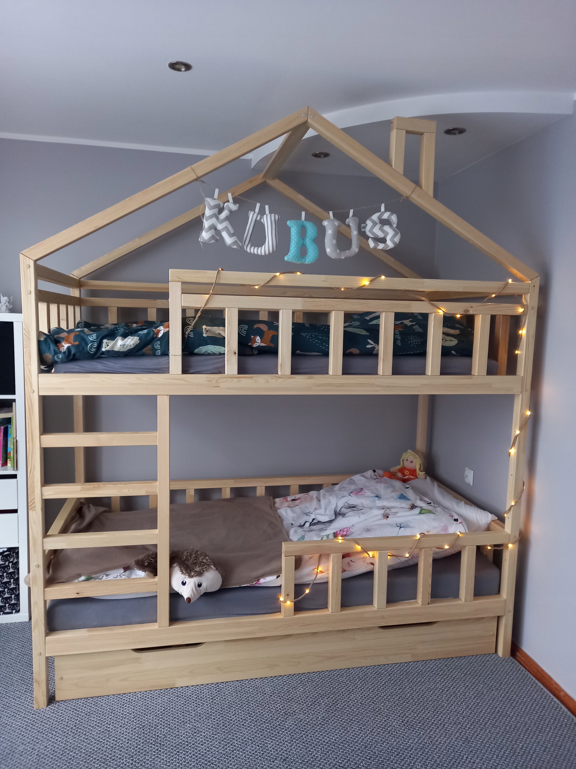 Łóżko domek piętrowe NIKOLA PLUS 180x80 DREWNO Szerokość produktu 80 cm