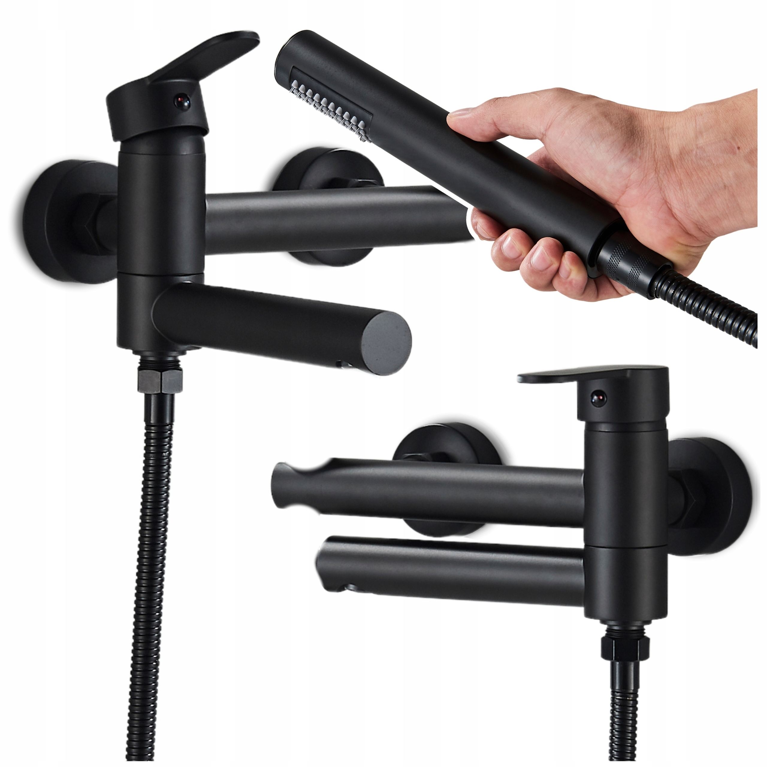 Čierna Skladacia Nástenná Vaňová Batéria S Perlátorom A Sprchou, Mosadzná Ari