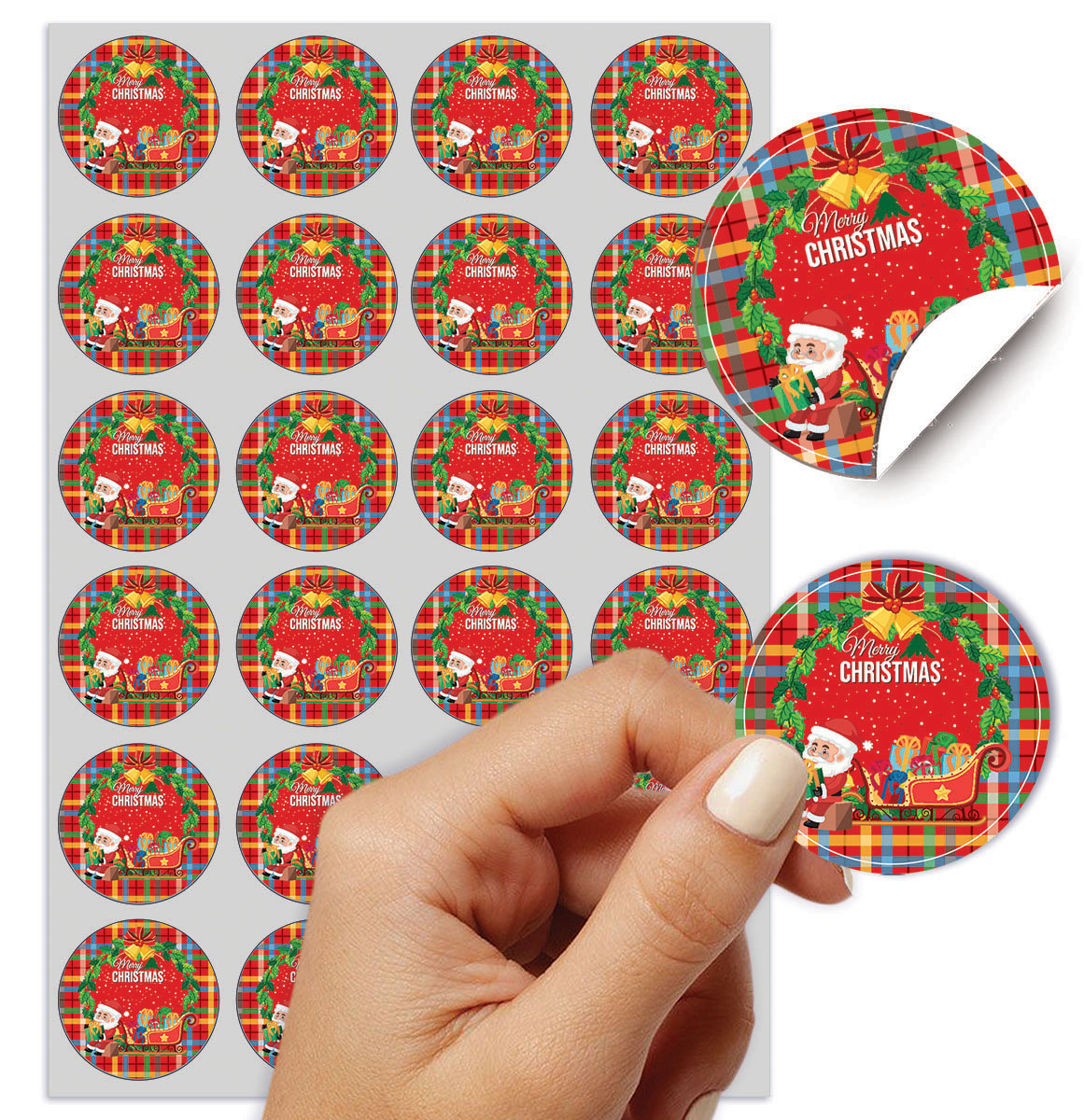 NAKLEJKI ŚWIĄTECZNE WESOŁYCH ŚWIĄT OZDOBNE NA PREZENTY ŚWIĘTA ZESTAW 24 SZT