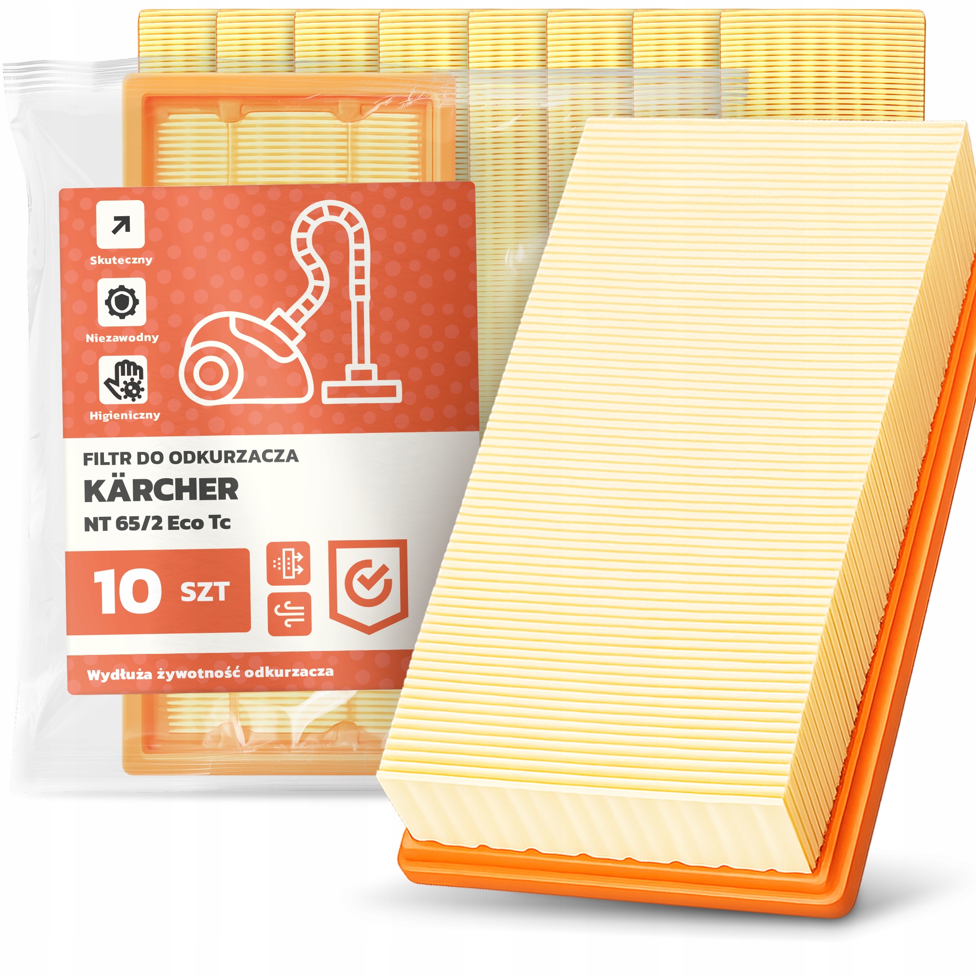 10 x Vzduchový Filtr Pro Vysavač Kärcher Nt 65/2 Eco Tc Filtry Em-w