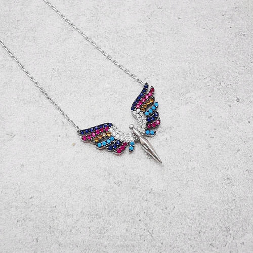 Andělský náhrdelník s barevnými zirkony