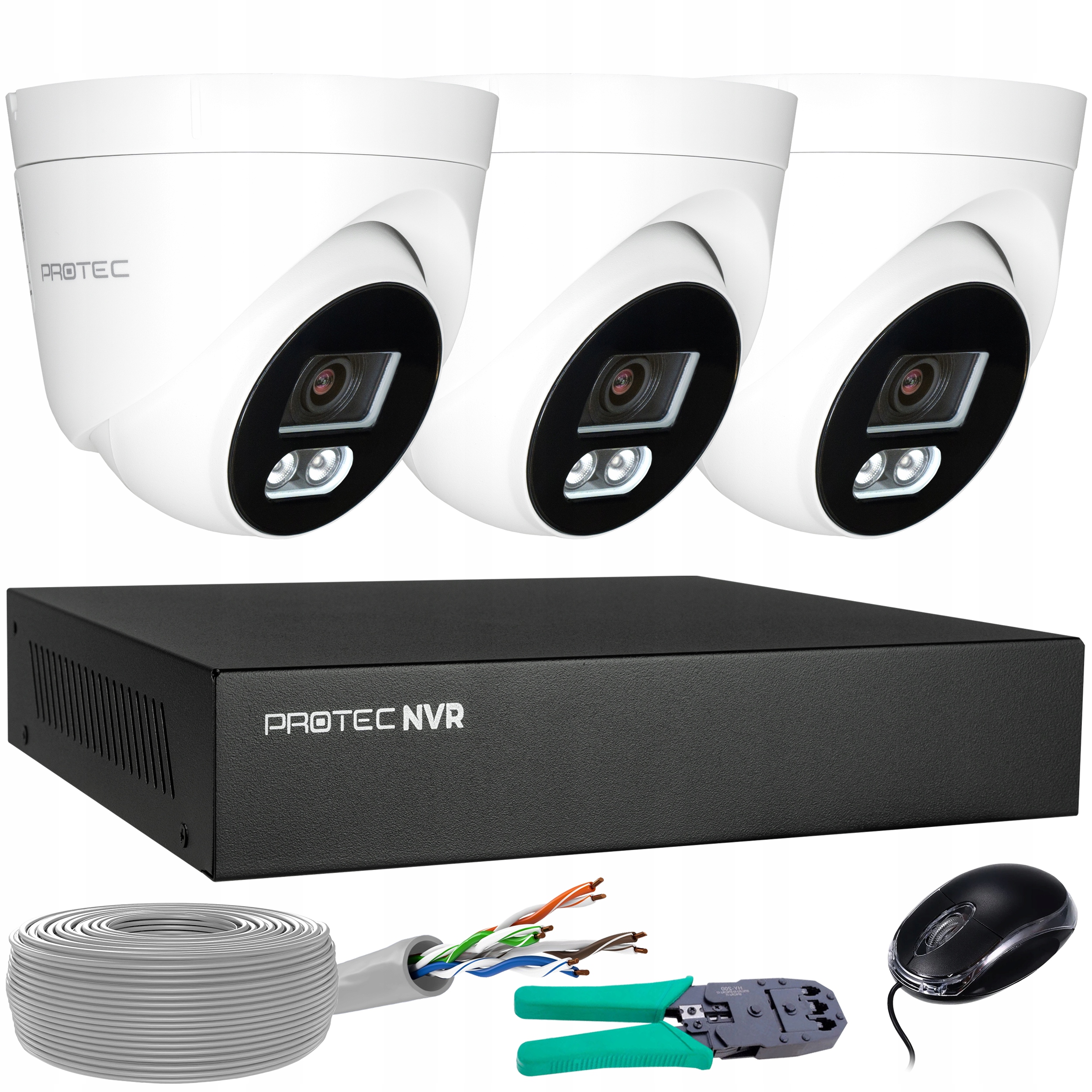 Monitorovací sada 3 kamer Ip 8MP 4K Poe Detekce lidí bez hdd