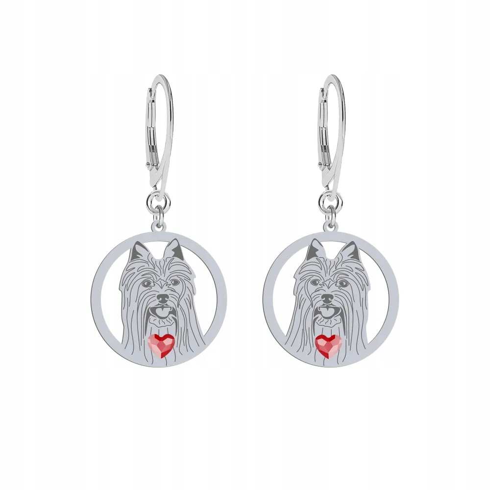 Stříbrné Náušnice se psem Australský Silky teriér 925 Šperky Gravírování