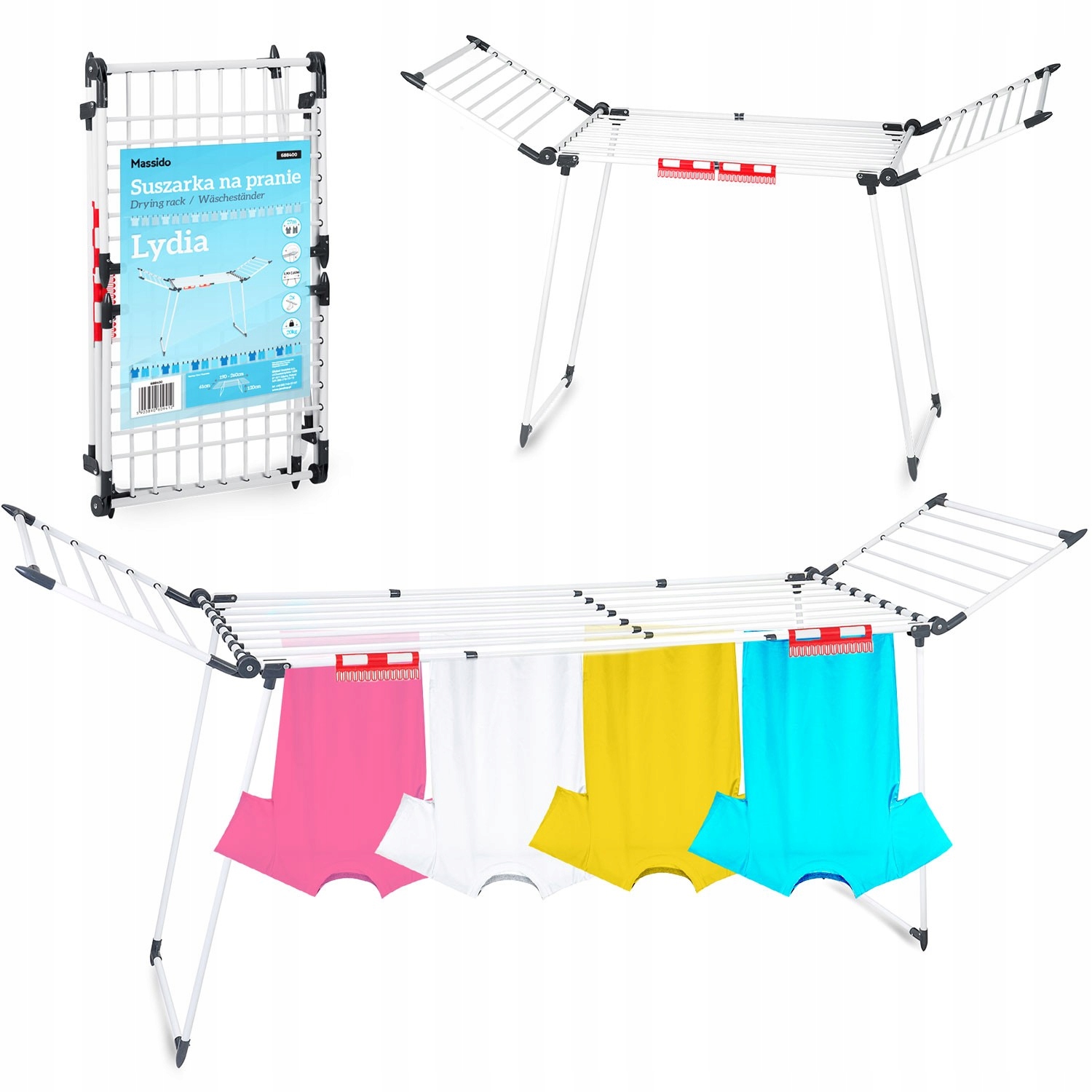 Suszarka na pranie stojąca rozkładana Lydia 27 mb biała