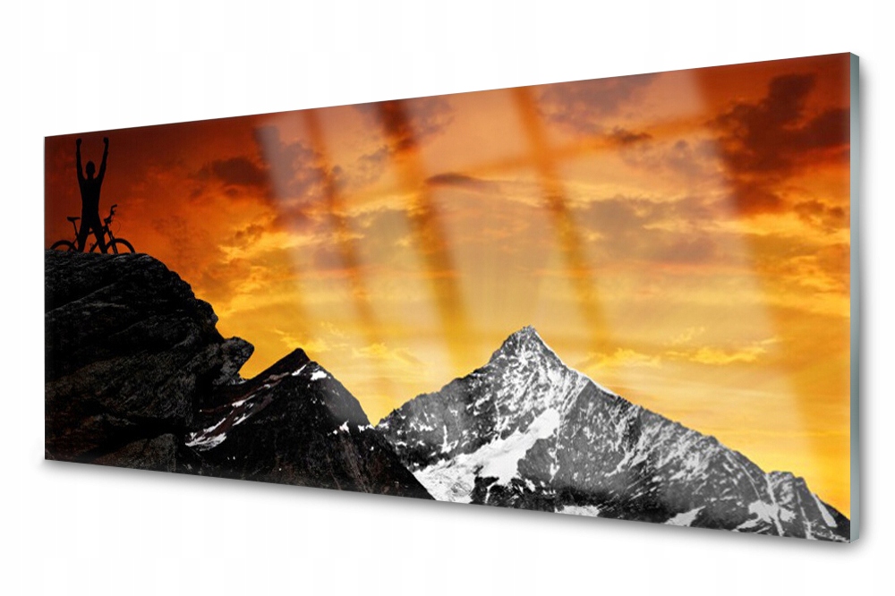 Sklenený panel do kuchyne Dekor hory 125x50