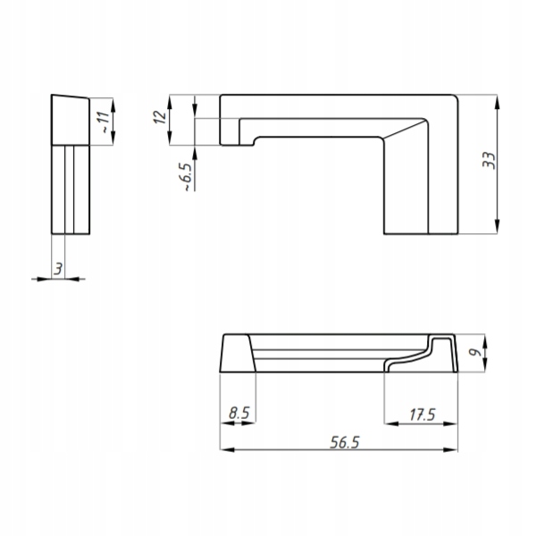 Końcówka boczna progu prysznicowego Prawy Chrom Wysokość całkowita 6 cm