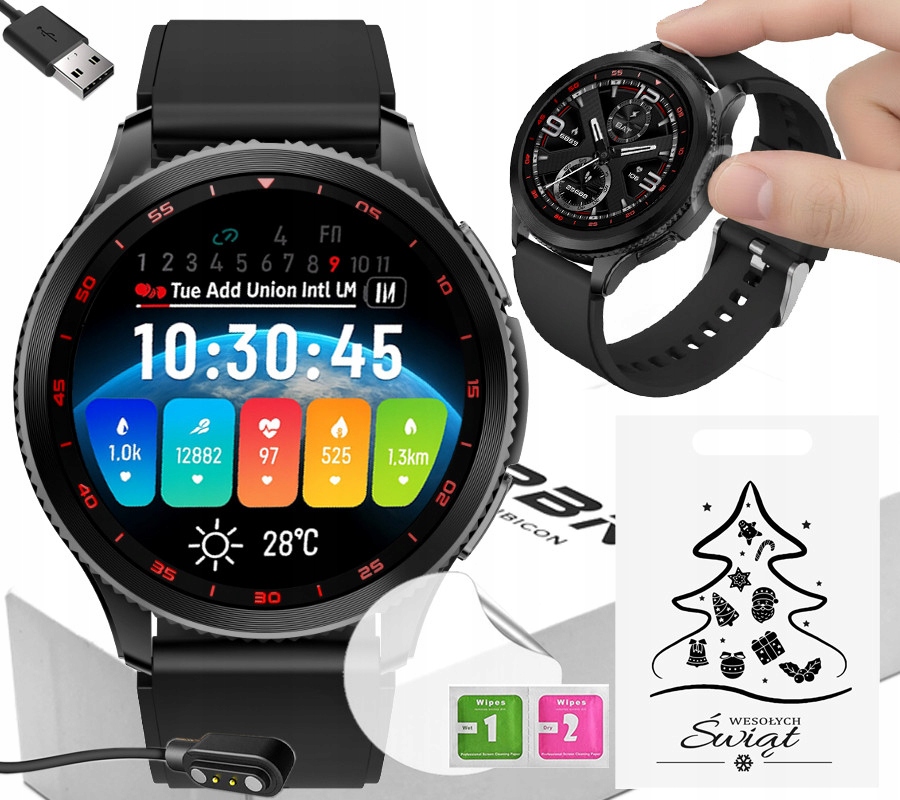 Smartwatch męski Amoled Pl Menu Bluetooth Call Bateria 300 mAh