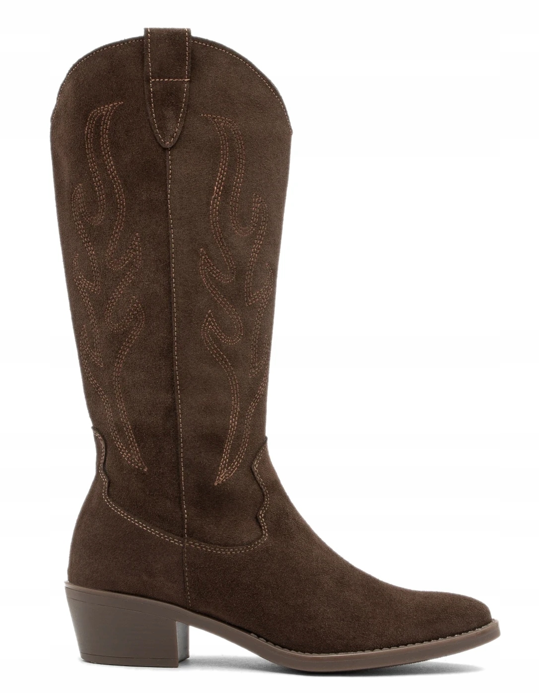 Dámské Kozačky Kovbojské Boty Hnědé Z Velurové Kůže, Kožené, Ryłko 37