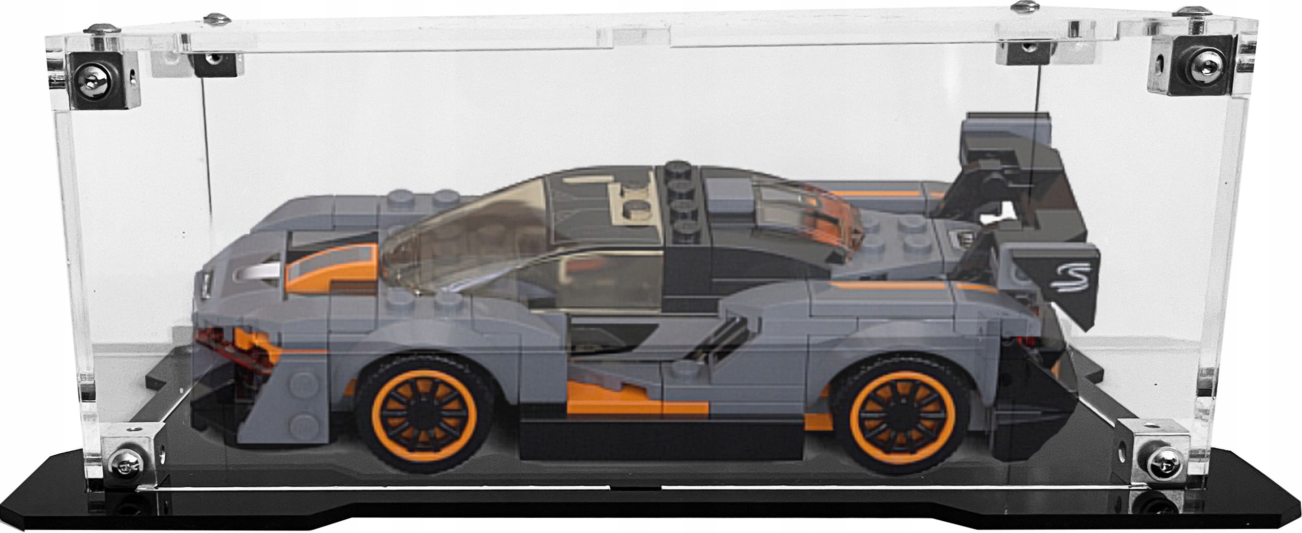 Vitrína s černou základnou pro stavebnici Lego 75892 McLaren Senna