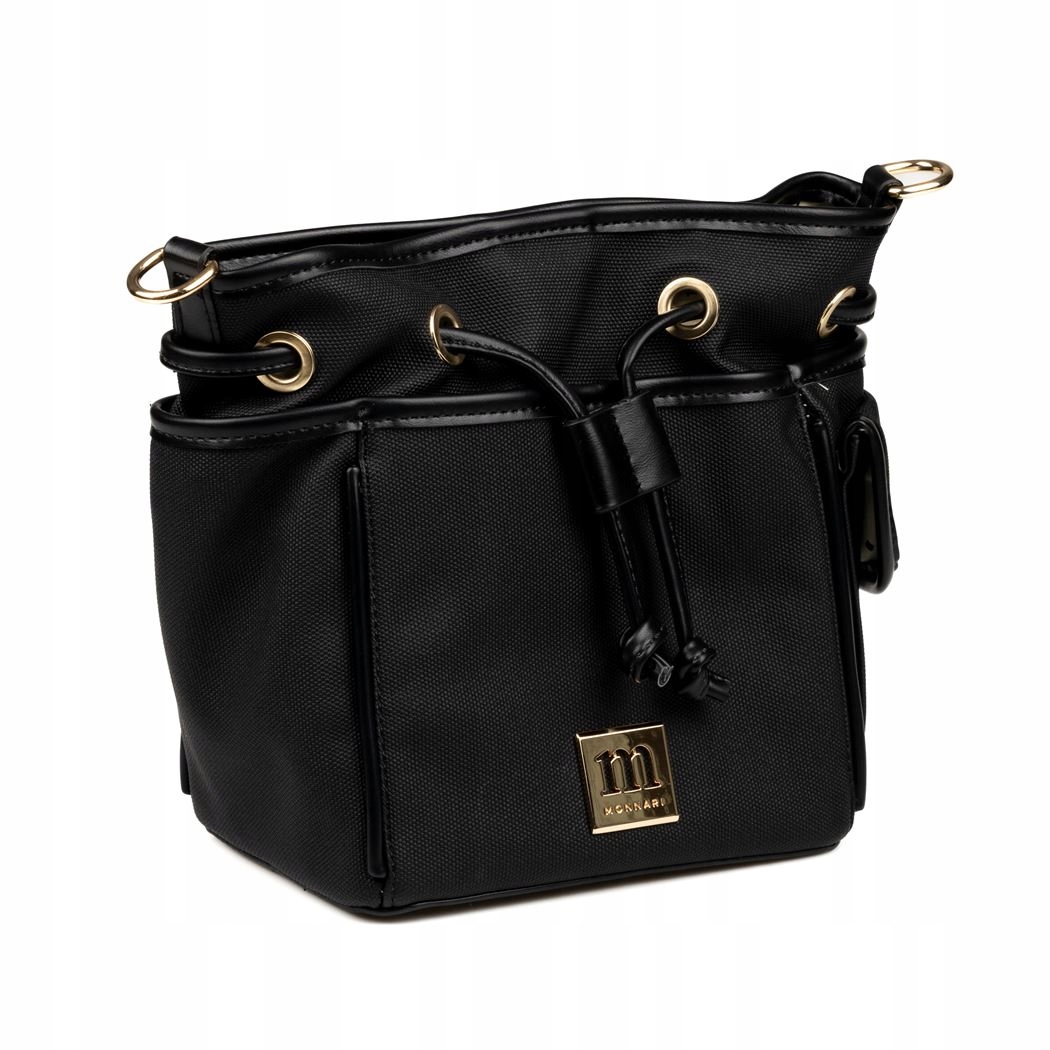CZARNA TORBA DAMSKA WOREK NA RAMIĘ TROCZEK Marka Monnari