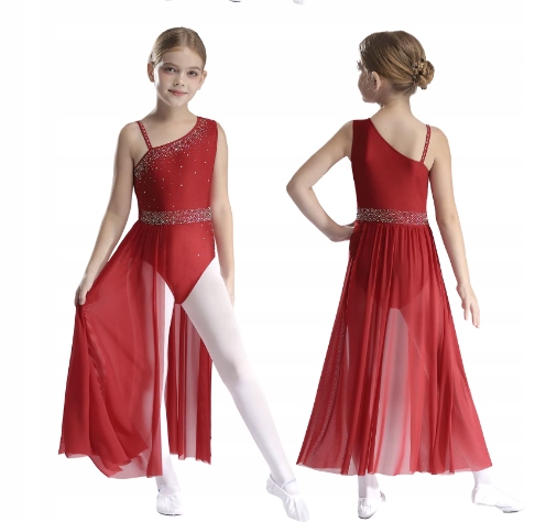 Strój Do Tańca Sukienka Body Tutu Do Tańca 164 Bordowa 2629