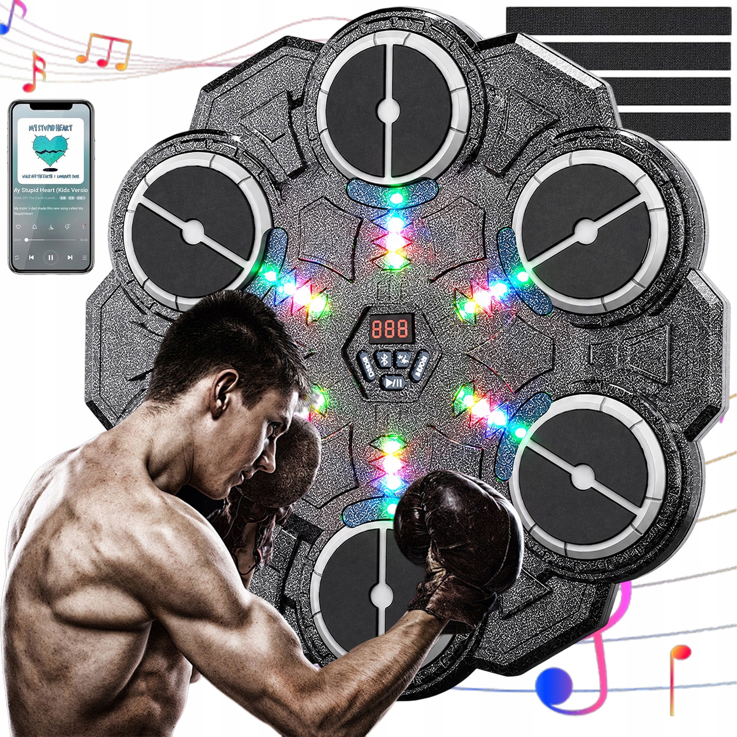 Hudební Boxovací Stroj V Tréninkové Boxovací Stěně, 9 Režimů S Bluetooth