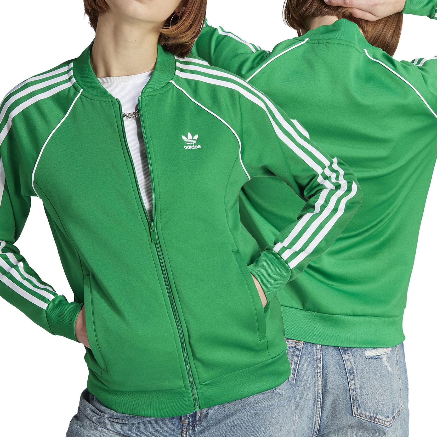 Adidas mikina zelená rozepínací bez kapuce regular fit IK4030 Xs