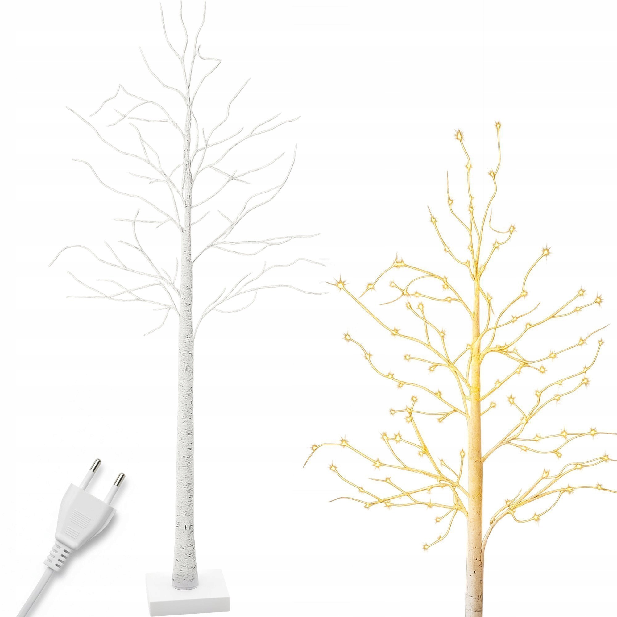 DRZEWKO ŚWIECĄCE ŚWIĄTECZNE BRZOZA OZDOBA DEKORACJA BIAŁA DIODY LED 60CM