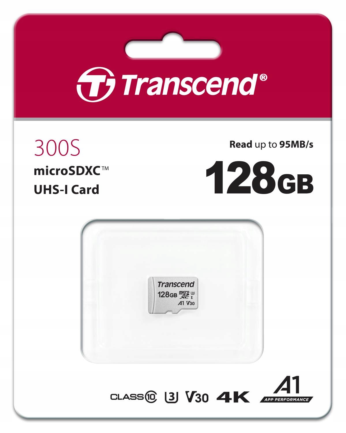Transcend 128 Gb micro Sd XC 300s Uhs U3 95MBs V30 A1 karta pamięci