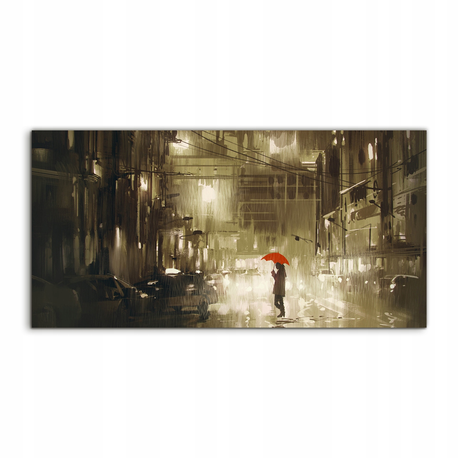 

Fotoobraz 100x50 na ścianę Kobieta Parasol Deszcz