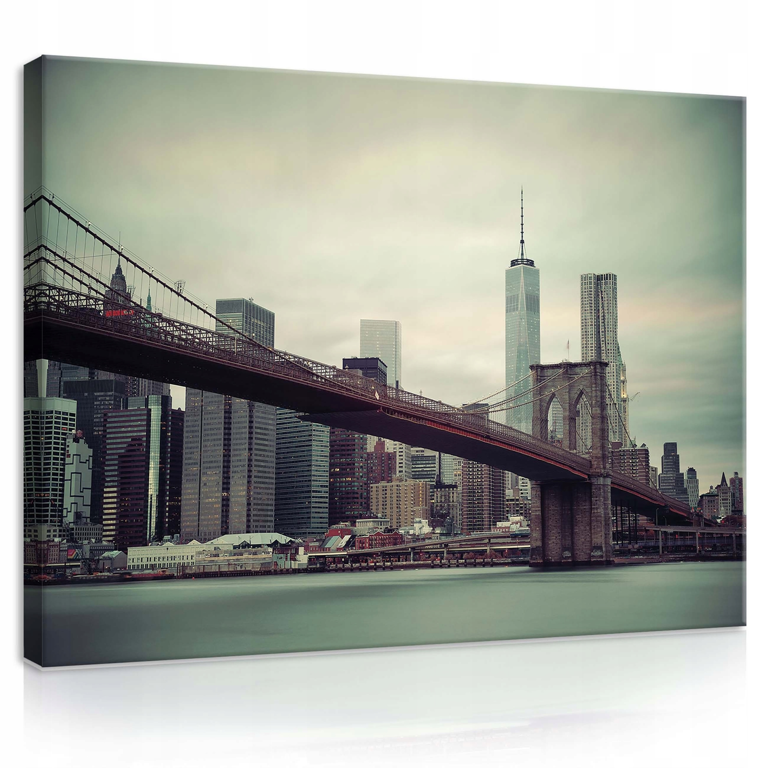 Obraz 80x60 Brooklynský most Manhattan krajina městský most voda mraky