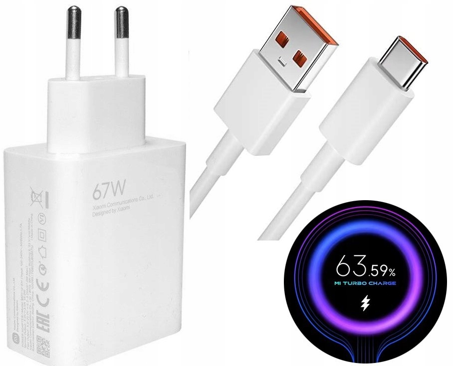 Ładowarka Xiaomi MDY-12-EH 67W 6.2A TURBO USB-C + kabel USBC ORYGINALNA