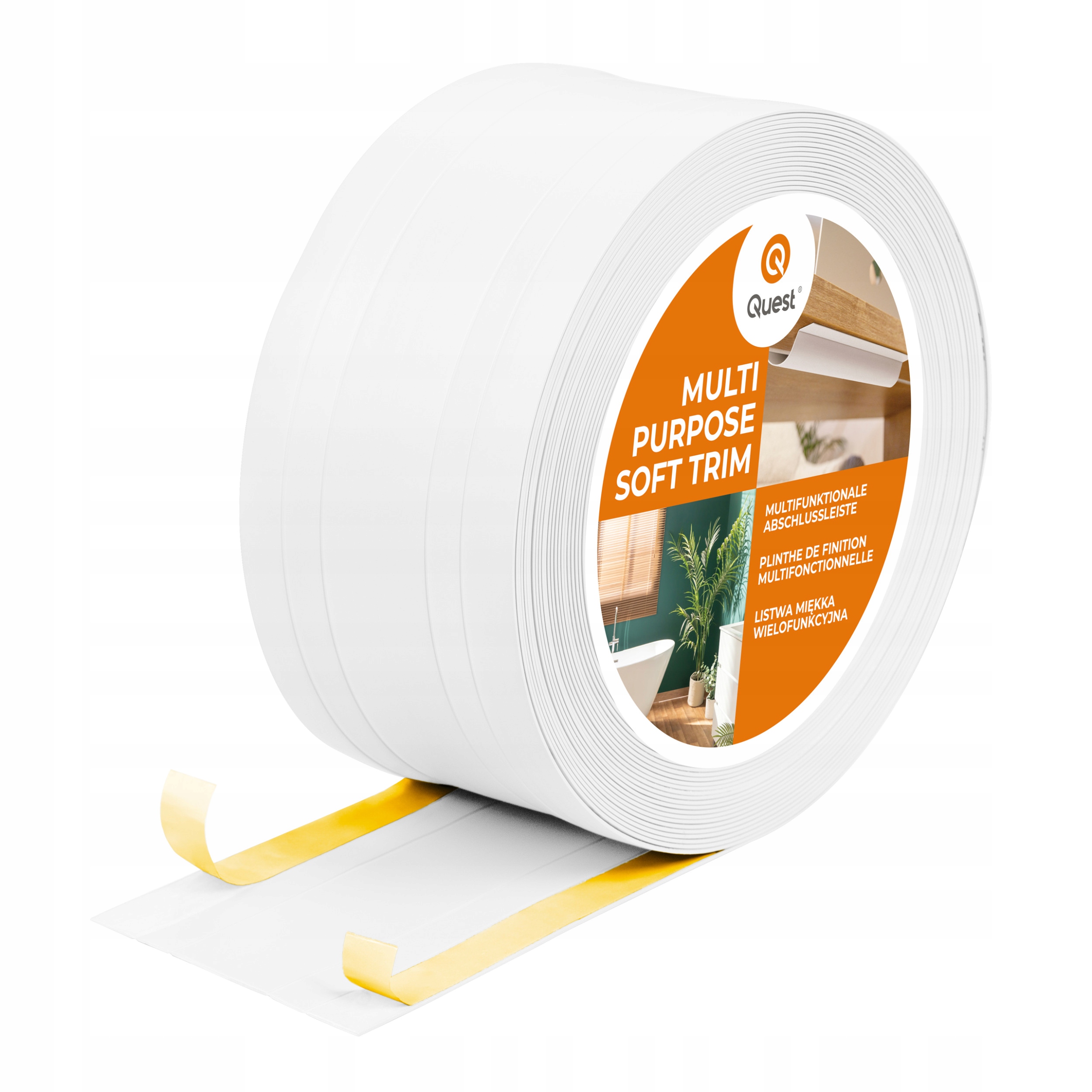 Pvc dokončovacia lišta 2v1 samolepiaca, biela 110 mm, 25 m, W4