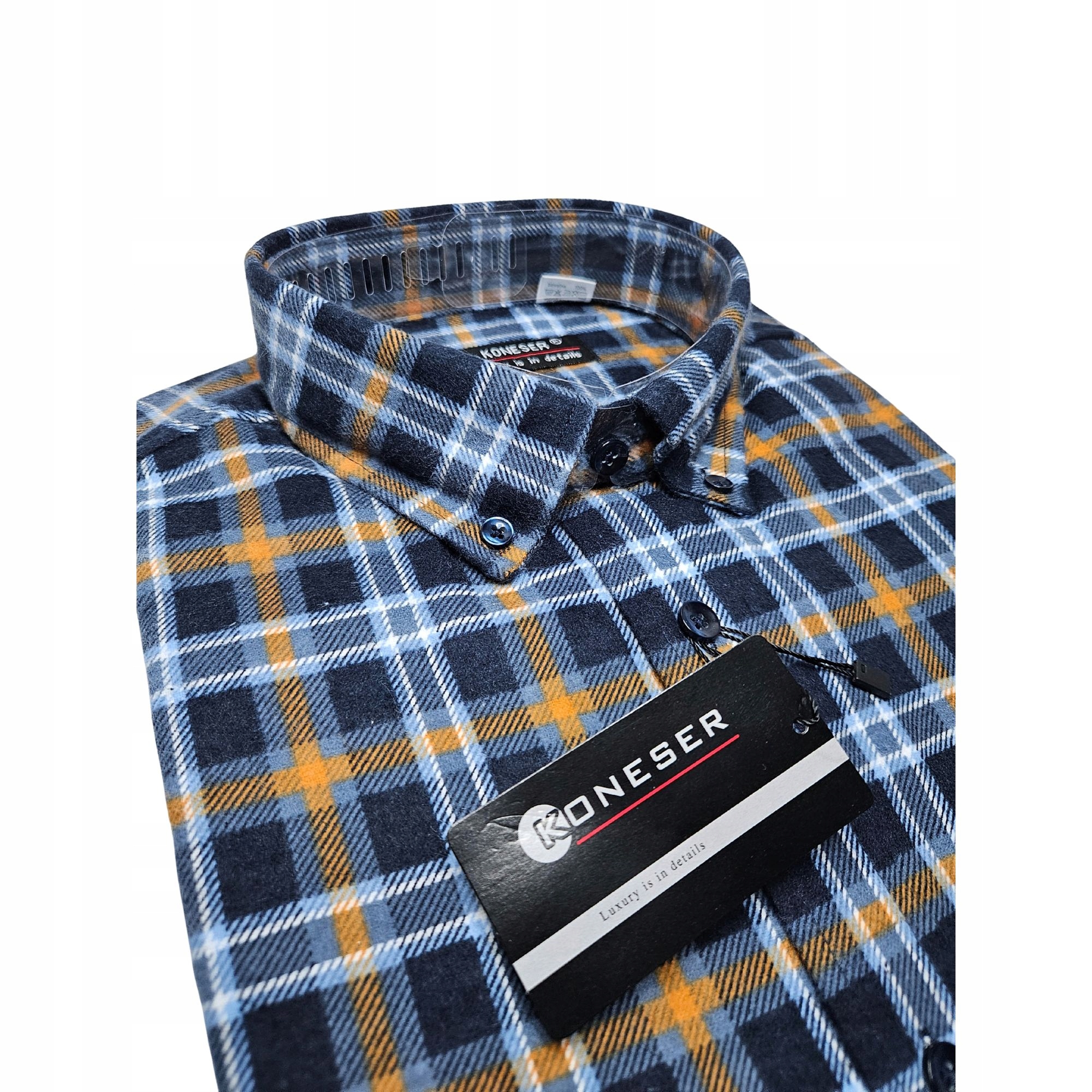 Koszula Męska Flanelowa W Kratę 100% Bawełna Wiosenna Lekka Koneser XXL