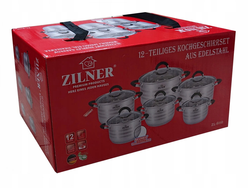 ZESTAW GARNKÓW STALOWYCH 12 ELE ZILNER ZL-8110 Materiał stal nierdzewna