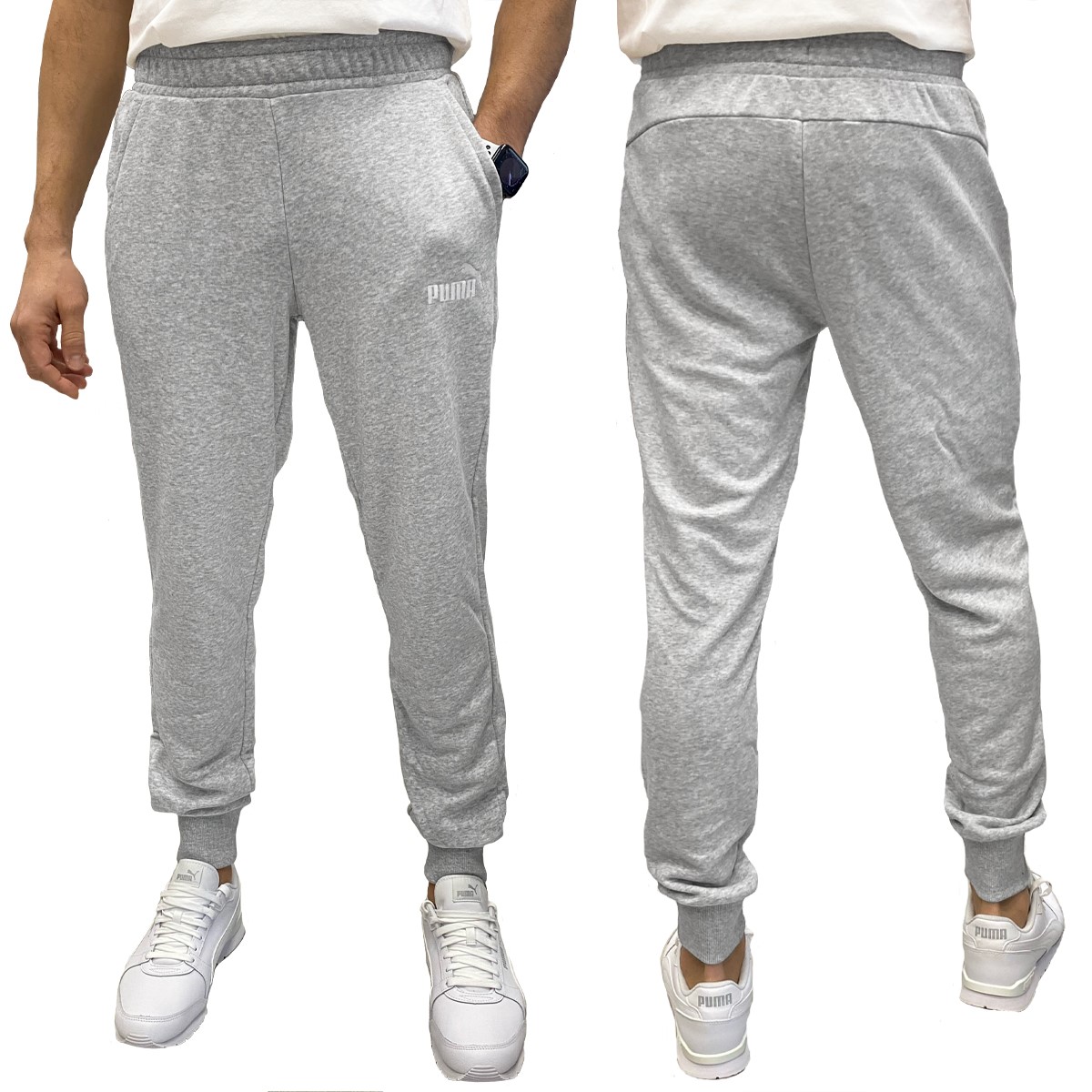 Pánské tepláky Puma Ess Logo šedé vel. M bavlněné sportovní pohodlné