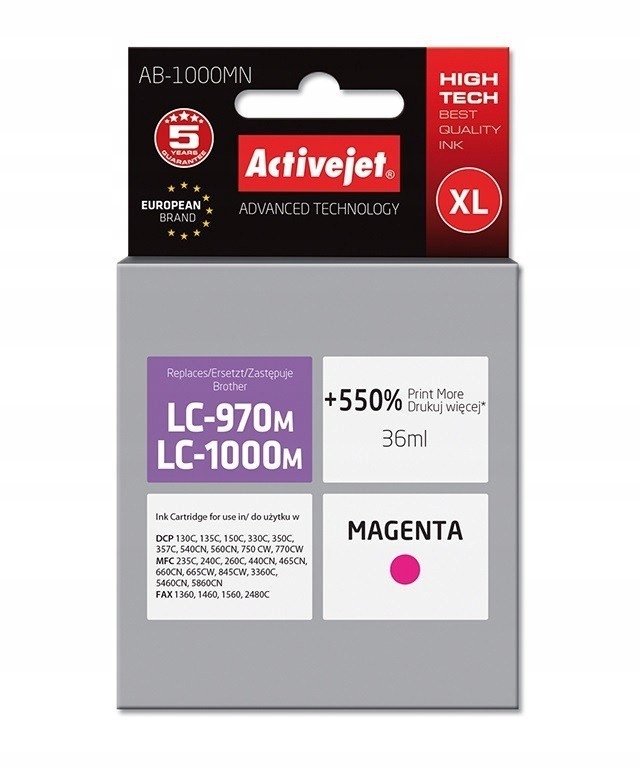 Activejet AB-1000MN Tusz (zamiennik do Brother LC1000M/970M Supreme 35 ml