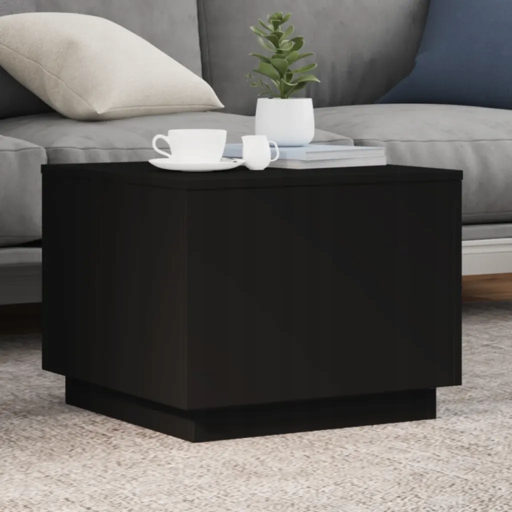 Konferenční stolek s Led osvětlením černý 50 x 50 x 40 cm Černý 839869