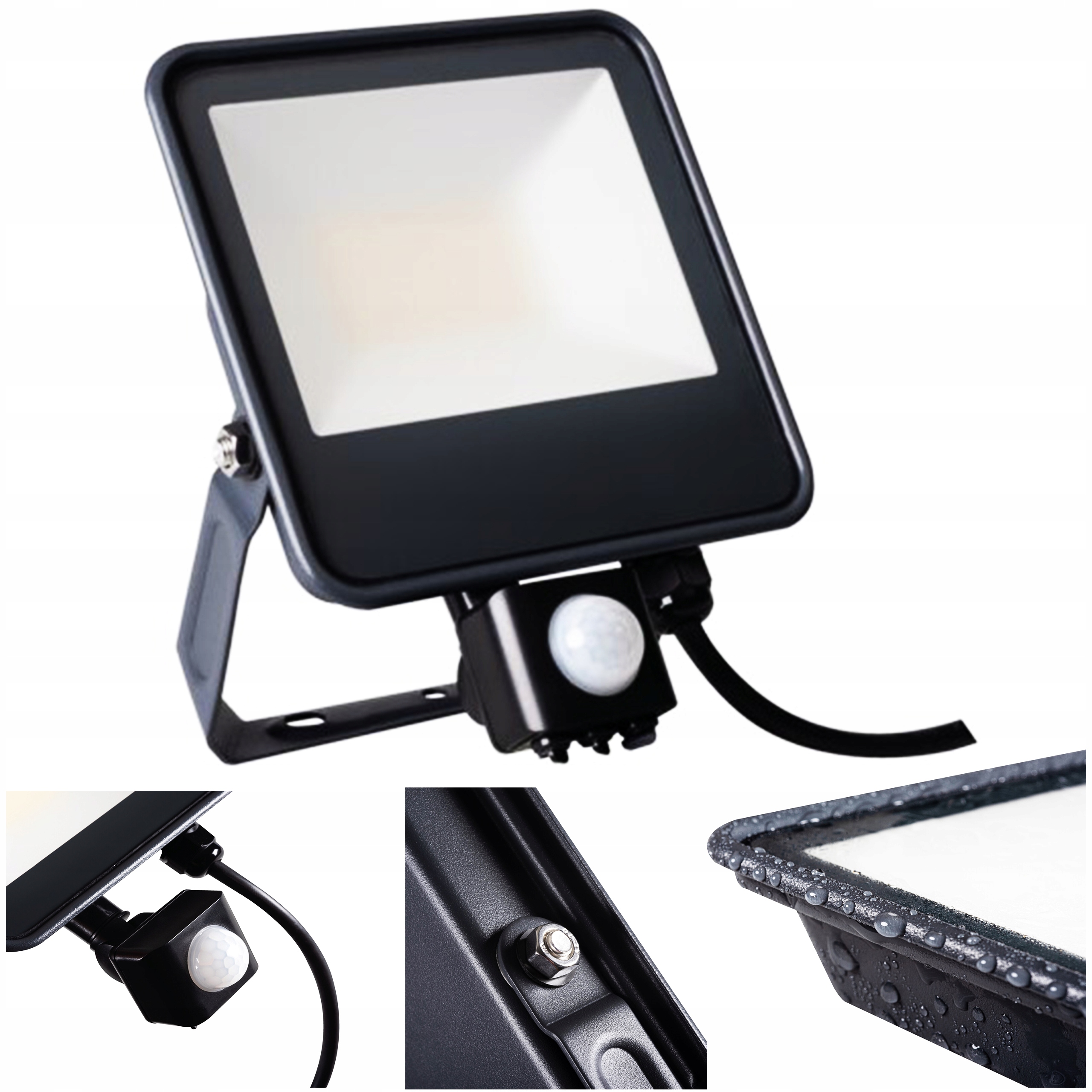Halogen Osvětlovač Reflektor Projektor Iq-led FL-30W-NW-SE 3450lm Senzor