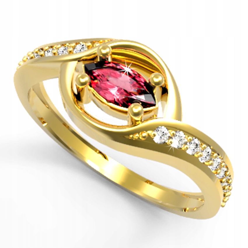 Elegantní Zlatý Prstýnek 585 Rubín