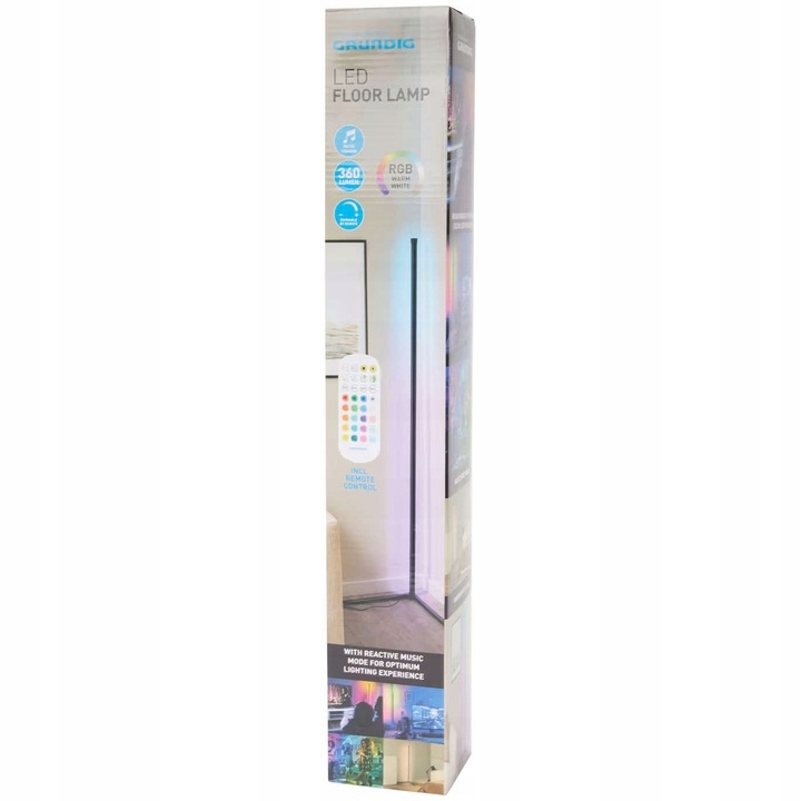 Led Lampa Grundig Rgb Music Sensor Podlahová Rohová 140 cm Dálkový Ovladač Stojící