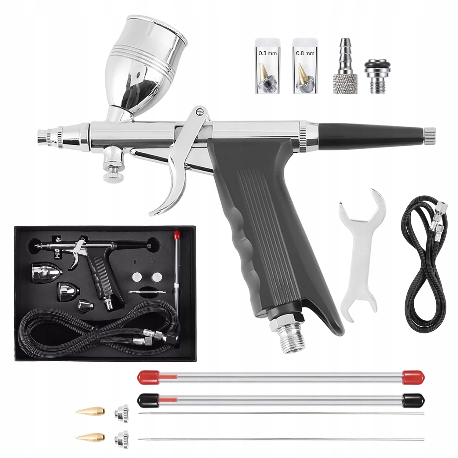 Airbrushová Pistole S Tryskami 0.3 MM 0.5 MM 0.8 MM Pro Líčení A Dekoraci