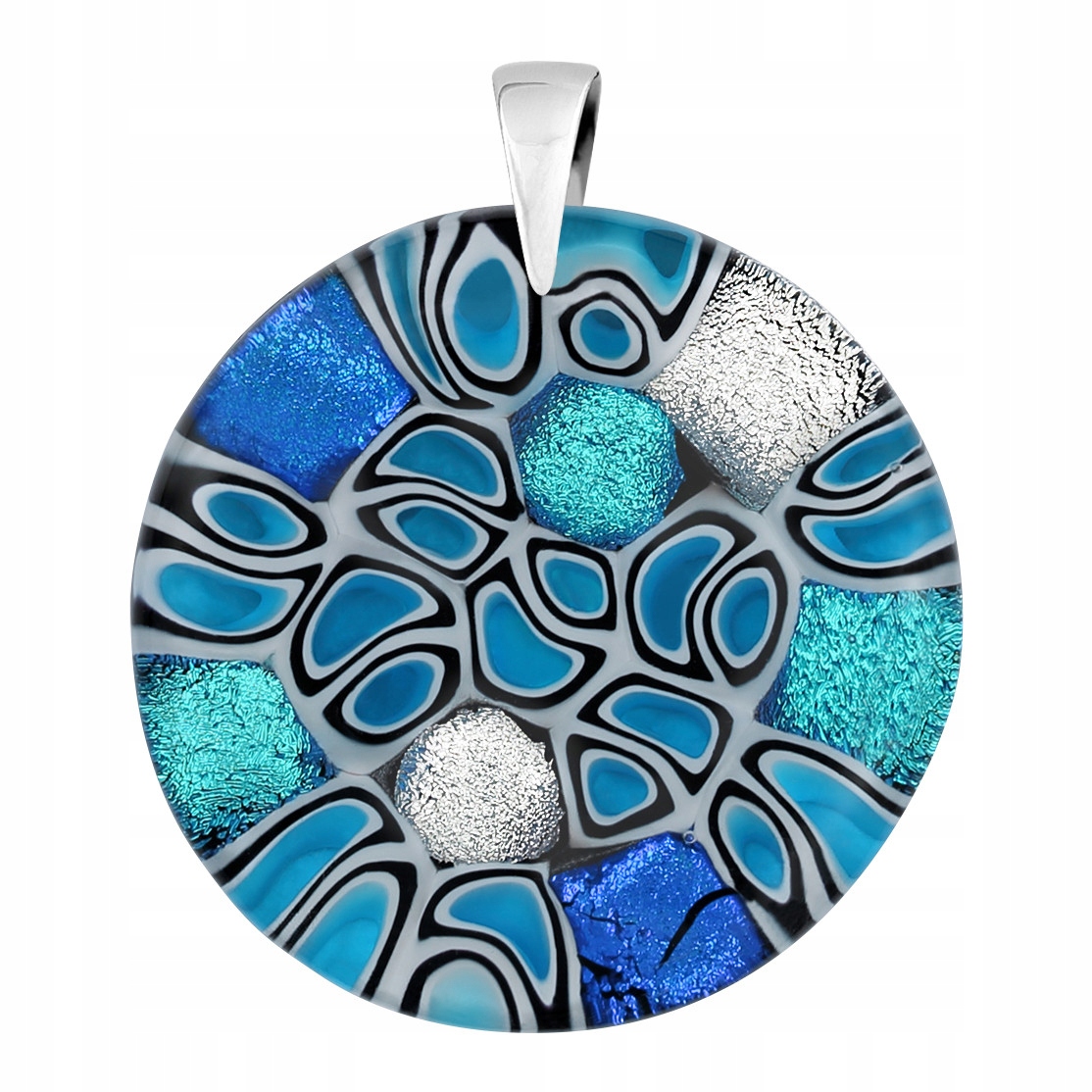 Dámský přívěsek modrý Harf sklo murano kolečko