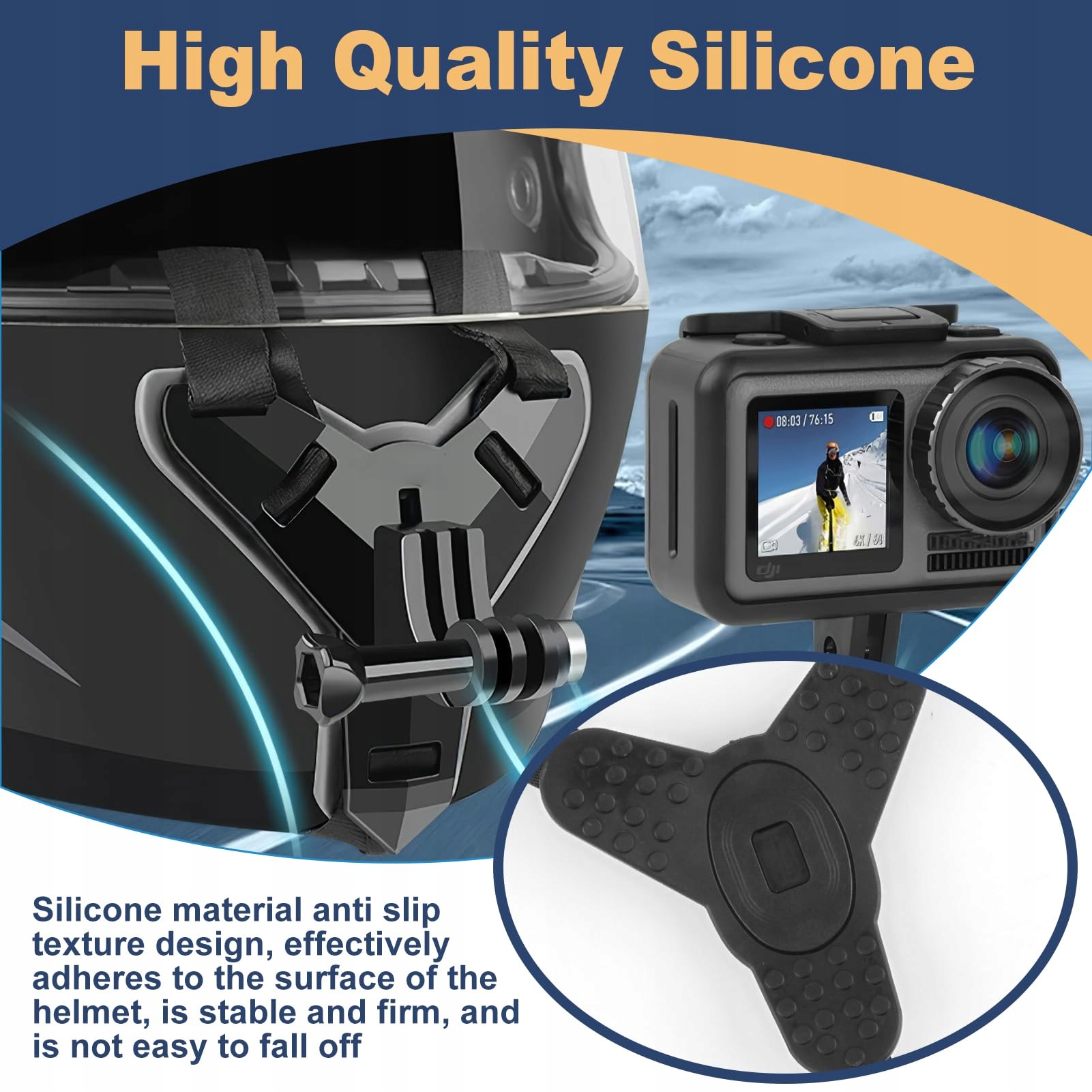 GOPRO Uchwyt Na Kask Motocyklowy Do Kamery Hero DJI OSMO Chin Mount — miniatura 2