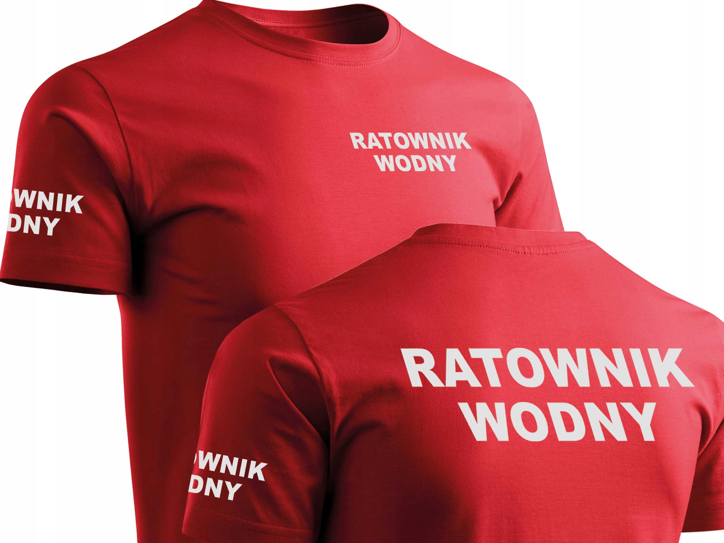 

Czerwona Podkoszulka T-shirt Nadruk Ratownik Wodny