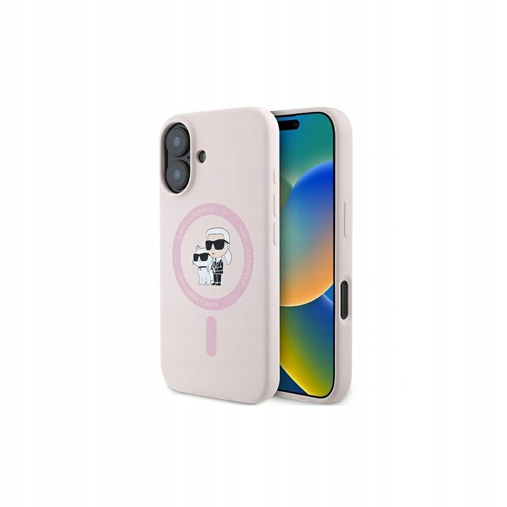 Pouzdro Karl Lagerfeld pro iPhone 16 Plus MagSafe Karl&Choupette růžové