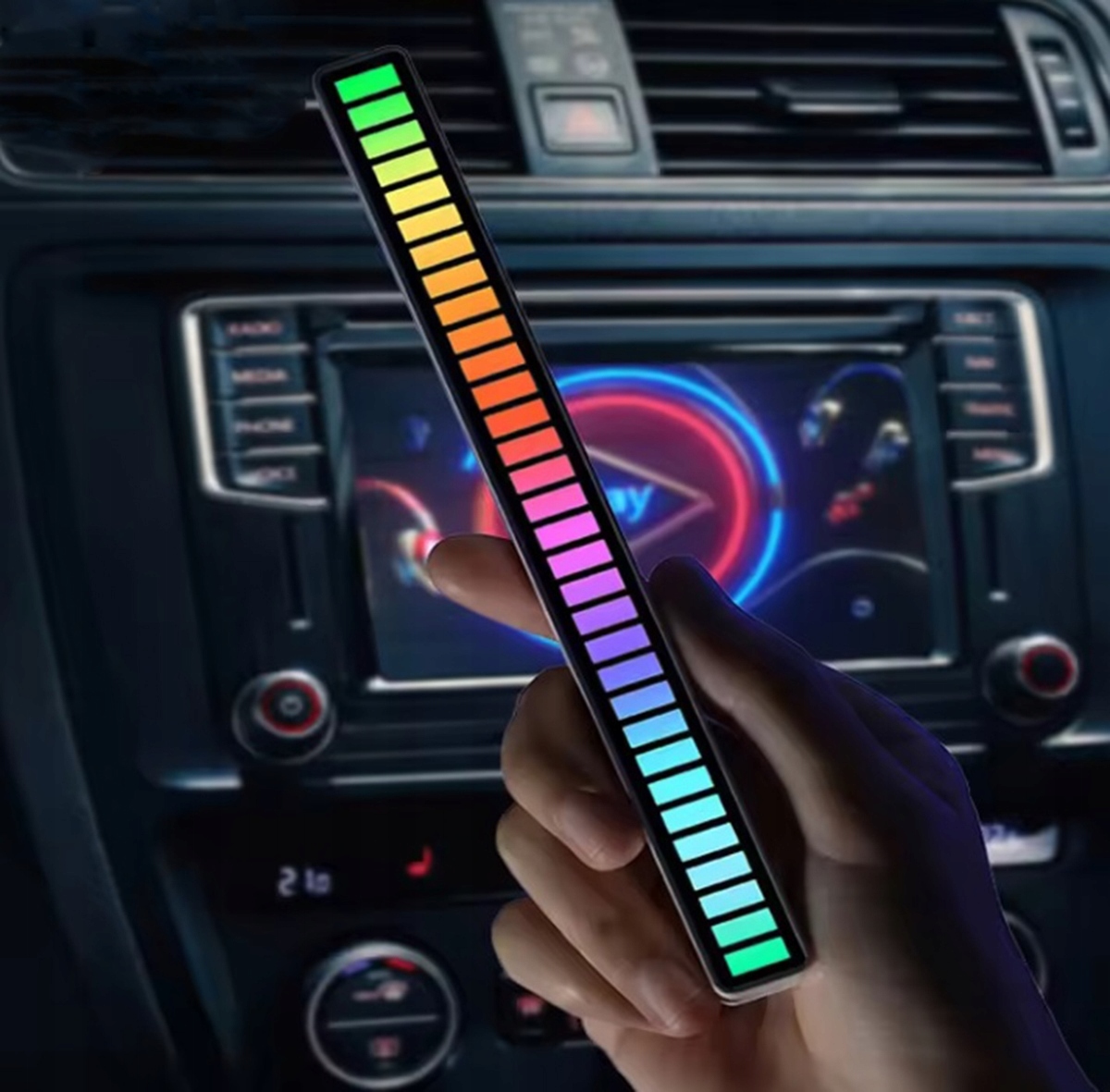 Wskaźnik wysterowania audio 32LED RGB equalizer linijka świetlna USB-C Kolor czarny