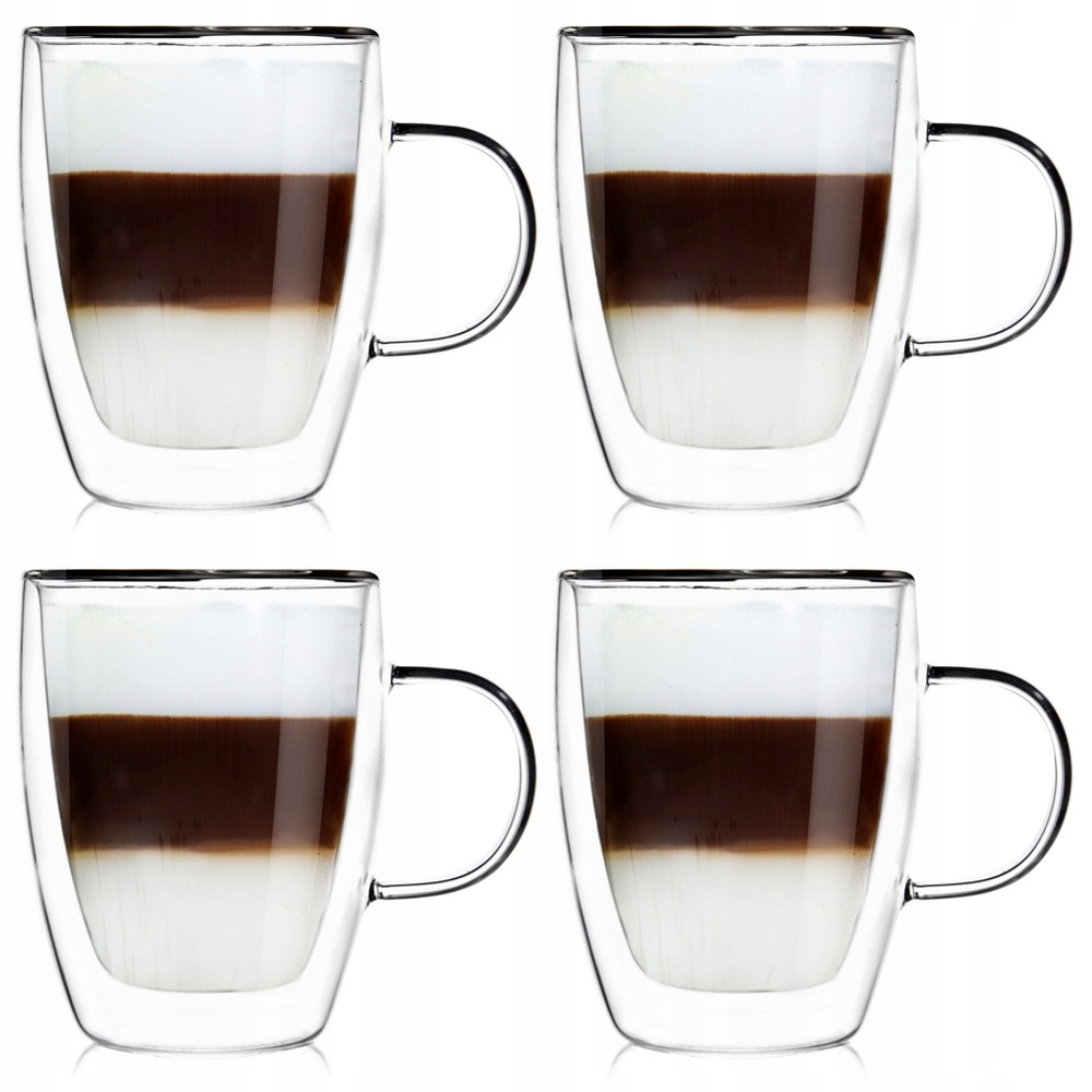 4 x Termo sklenice s dvojitou stěnou na kávu, čajový latte, hrnek na nápoje