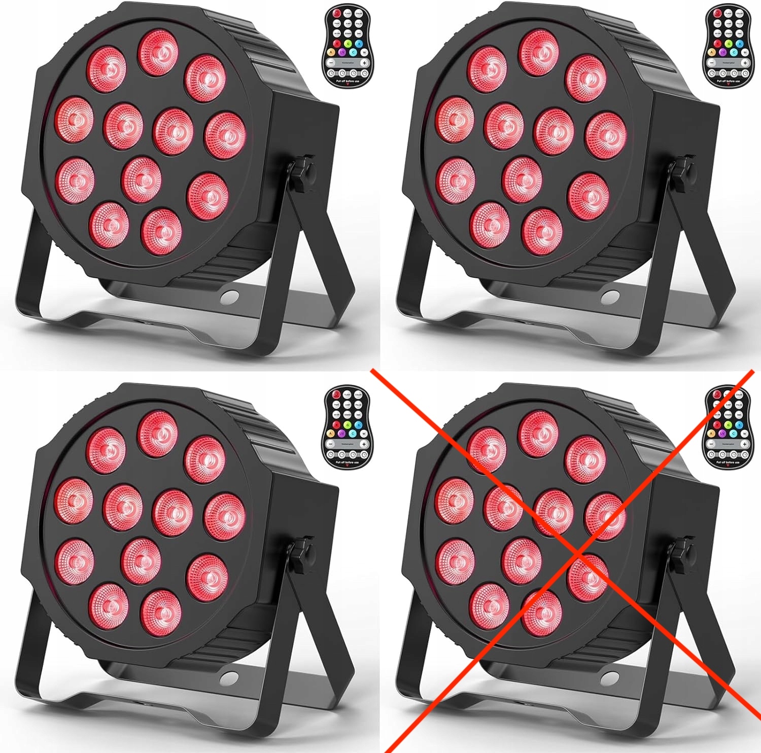 DELIBANG RGBW LED Par - zestaw 4 reflektorów scenicznych z akumulatorem