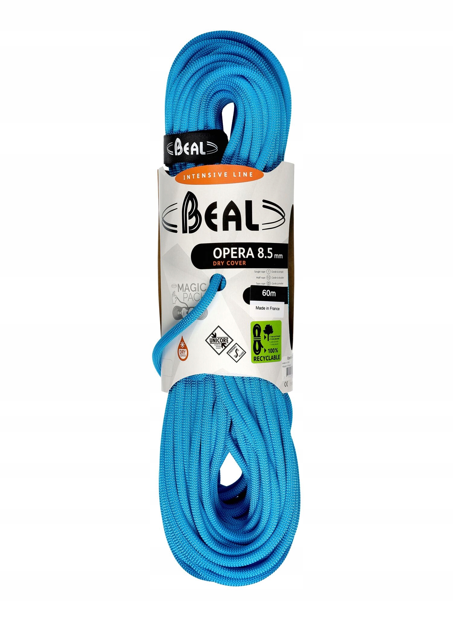 Lezecké lano Beal Opera 8,5 mm 60 m Unicore Dry Cover modré