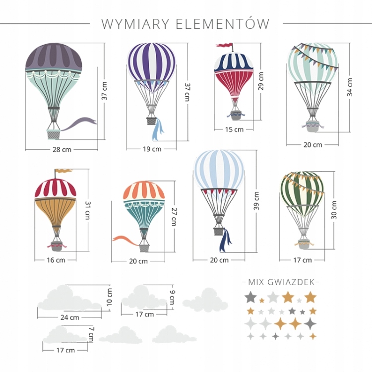 NAKLEJKA NA ŚCIANĘ KOLOROWE BALONY CHMURY NIEBO Kod producenta NAKLEJKA ŚCIENNA DLA DZIECI KOLOROWE BALONY