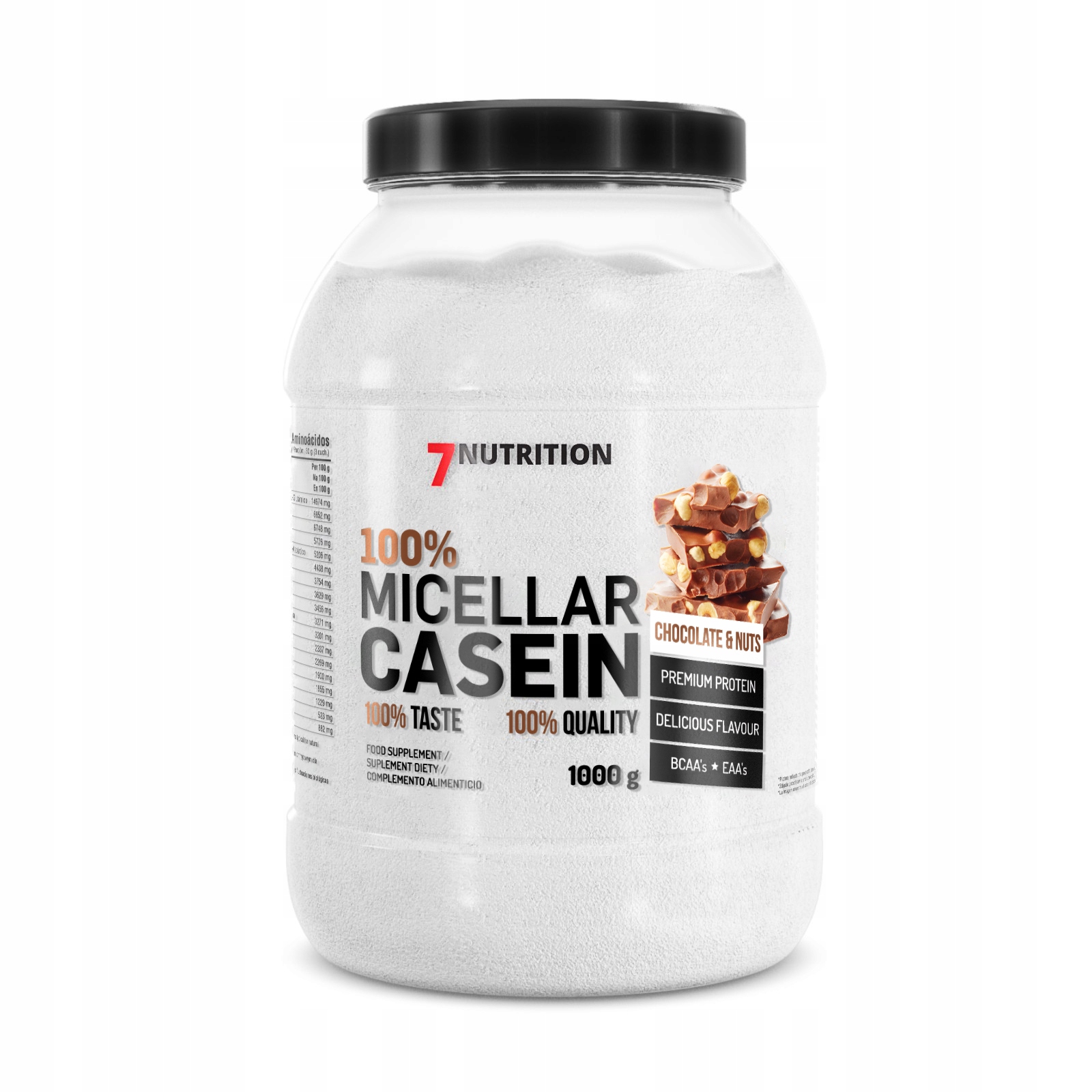 7NUTRITION 100% Micelární Kasein 1 Kg Kasein, Bílkoviny