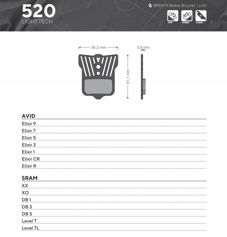 Brenta Bike Klocki Hamulcowe BR520